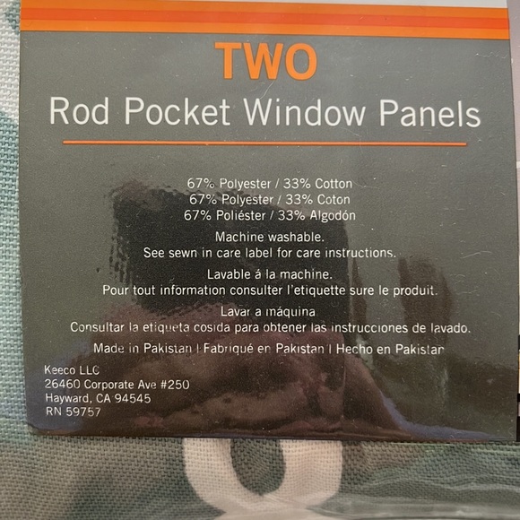 Vickery Curtain panels light filtering set teal two panels - Picture 3 of 6